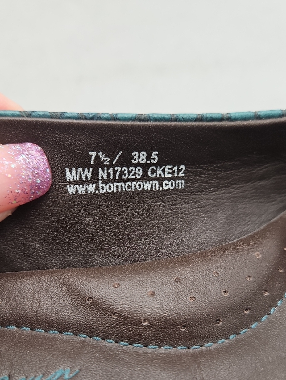 BORN Size 7.5 Teal Textured Leather Ballet Flats Shoes Slip On - Picture 4 of 12